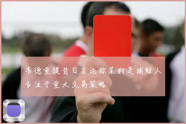 韦德重提昔日言论称莱利是捕鲸人专注于重大交易策略